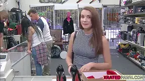 Desperate Shoe Seller With Nice Tits Sucks A Big Hard D