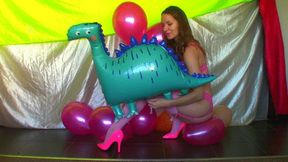 Dinosaur & Pink Balloons, Ass, Nails, Heels