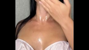 OILED UP TITFUCK with Big Slutty Tits and Messy Cumshot
