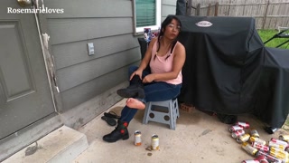 Milf tits bounce and g string butt crack tease in jeans youtuber hard fat nipples