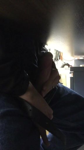 RISKY jerk off at work and cum under my desk on shift   Clip 1