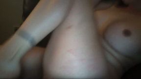 Busty Brunette Lays Back to Rub Her Hairy Pussy