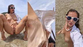 naked walking and pissing on the beach
