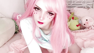 OnlyFans Leaked - Busty Anime Girl Amber Kawaii Slips The Vibrator Into Her Tight Pussy