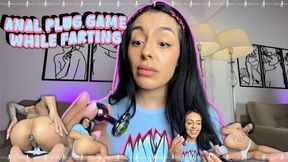 Anal plug game while farting