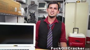 Bearded homosexual has interracial fuck session for money
