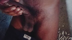 Full Black Cock Hand Job in Bathroom Cleaning Voice