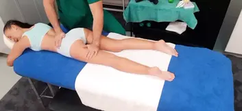 18 years old babe with huge natural tits fucking for first time after oil massage