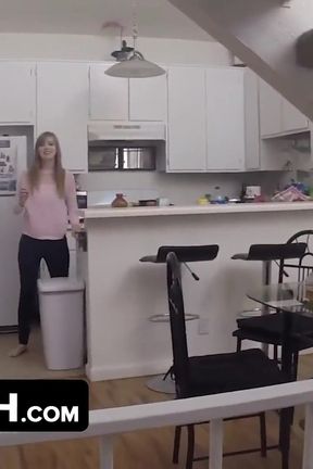 DadCrush - Horny Babe Strips Naked And Gets Her Hairy Pussy Plowed Hard By Big Throbbing Cock