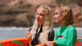 Three beach girls drag their married surf instructor back to fuck him