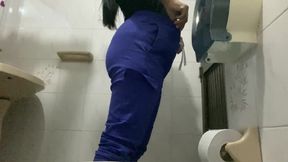 Nurse Trapped in the Bathroom Pissing