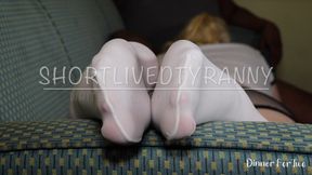 ShortLivedTyranny White Nylon Couch Blowjob