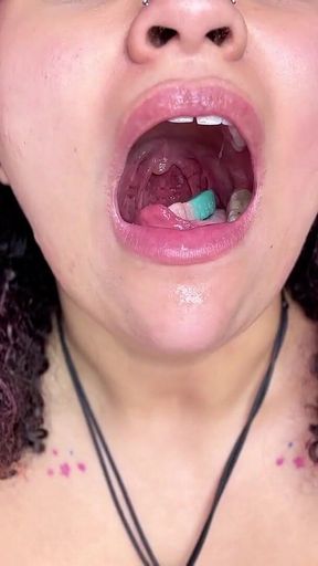 Asmr Close-up Mouth Eating Gummy Worms and Talking About Swallowing You