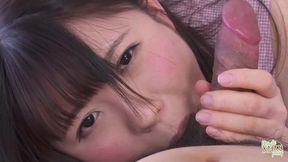 A young Asian girl pleases her man with a handjob and licks him clean