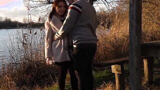 Outdoor bj and pegging near the lake