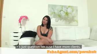 Busty amateur swallows cum during fake agent casting interview