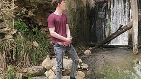 Hot Hunk Jerking His Big Dick (23cm) In Public Place Near The Dam/ teen 18+ Boy