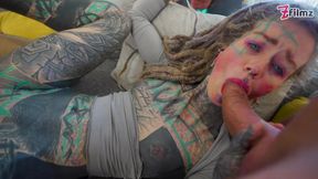 Anuskatzz is back for a crazy DAP with 3 big cocks! Total ANAL DESTRUCTION (Part 4)