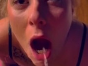 Hot Blonde In Lingerie Drinks Piss (OnlyFans @blondie_dread For Full Video)