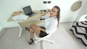 Office Hard Sex! Female Boss and Her New Employee! Female POV Handjob and Facial