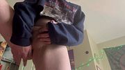 Agender Femboy Sucks Dildo & Shakes Bubble Butt With Plug In