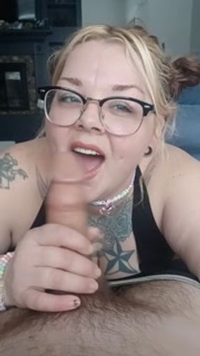 getting deep throated by horny, Red headed, BBW, cam girl.