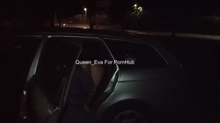 AMATEUR - Young Italian wife licked by voyeur in the car while her husband films