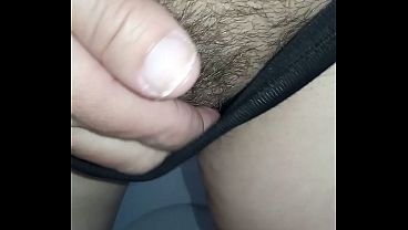 Pregnant European MILF gives a solo performance in public toilet