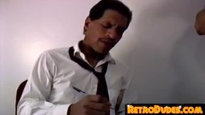 RetroDudes.com - Vintage male gets covered in cum while stroking his big dick