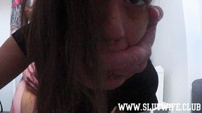 extreme laundry room anal and deepthroat: submissive petite slut candie cross submits to older daddy
