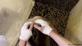 Kind stepmom helps her stepson with broken arms      to jizz