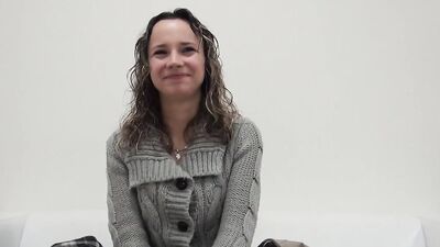 Marvelous chick gets naked on porn casting and receives hard cock