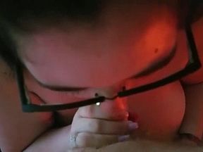 BBW with Big Tits Sucks My Hard white cock