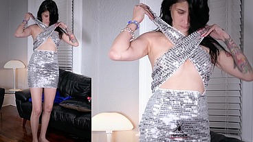 Jazmin🪻 models a sexy little shiny✨ dress👗