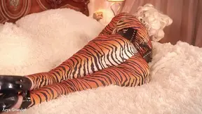 submissive gagged bondaged woman - blonde MILF in spandex