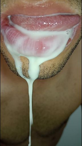 Cum in my mouth, play with your cum, and swallow it, sexy, femboy, trans, gay naughty, tongue, sloopy, six pack, fitness teen