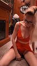 Puff N Play With Hairbrush In Red Lingerie