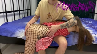 Spanked and fucked his stepsister for misbehaving