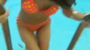Guy following around JAV model Mai Sakurai at the water park