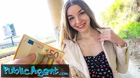 Public Sex - Cute young long haired Ukranian brunette waiting for friends agrees to have sex with a stranger outdoors