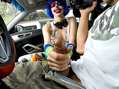 Teen clown Mikayla Mico fucked in public for a free ride