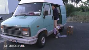 Sleezy Blonde Whore Fucks for Pay in Her Car