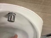 Wanking in public toilets and had big cumshot in urinal