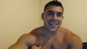 Buffed Dude Flexing in Undies,shoes Off,chatting on Cam with Customer