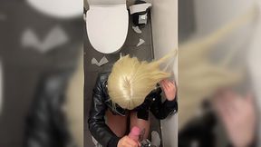 Blonde girl with a tight hole gets fucked in a public restroom