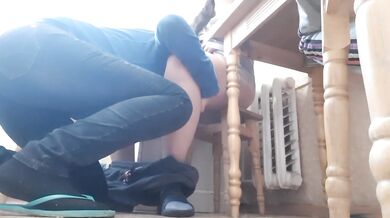 My girlfriend paid me a debt with under the table in front of my girlfriend - lesbian_illusion