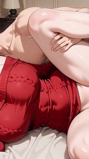Teasing Busty Red-dress Goddess Filled All Night in Japanese Suite