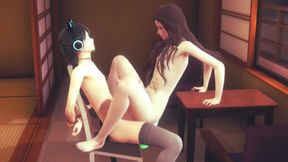 Yaoi Femboy Demon Slayer - Nezuko Femboy Suck and Fucked in a Tatami
