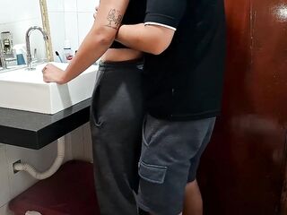 Catching the maid in the bathroom while the wife sunbathes