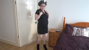 Police Woman cosplay playing with new black Dildo